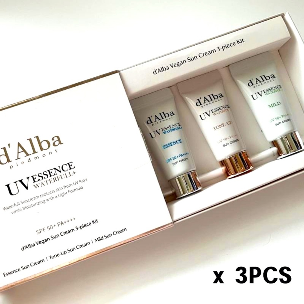 d'Alba Vegan Waterfull Sunscreen Mini Travel Kit SPF50PA++++(COMBO of 3 SETs)
